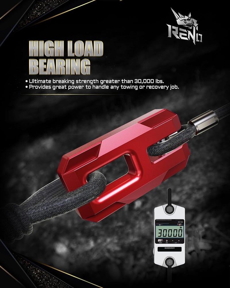 Reno Winch Shackle with Fairlead, Aluminum Hawse Fairlead with Winch Shackle Fit for Synthetic Rope 30,000 lbs Compatible with SUV Truck Off-Road Vehicle Towing Recovery (Red, 1 Pack) - Image 5